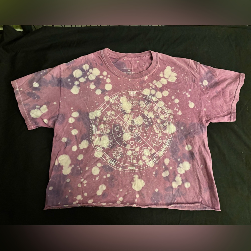 Purple Tie-Dye Zodiac Cropped Top - Size M